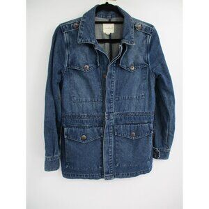 Anthropologie Unpublished Morgan Military Jacket Womens Size M Denim Utility